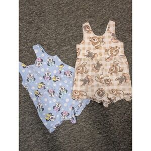 Disney Baby Girls 18M Romper Lot 2 Minnie Mouse Thumper Bambi